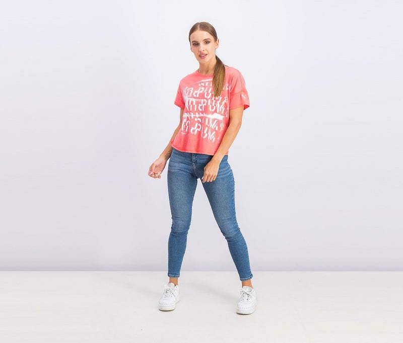 PUMA تي شيرت نسائي هيت فيل إت، تنبيه وردي - Image 2